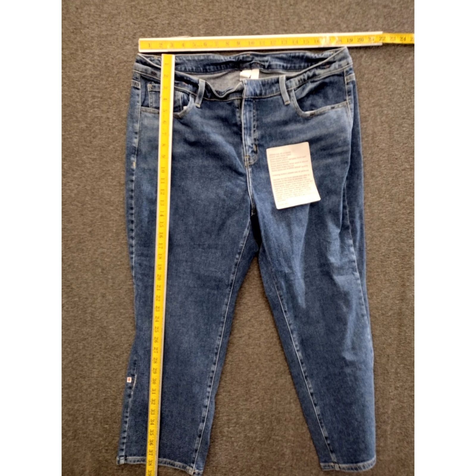 Vintage Unbranded Women's Dark Denim High Rise Tapered Jeans 18 Blue Plus 90s Vintage Style Distressed Pockets 5-Pocket Size 40" / US 18 - 5 Thumbnail
