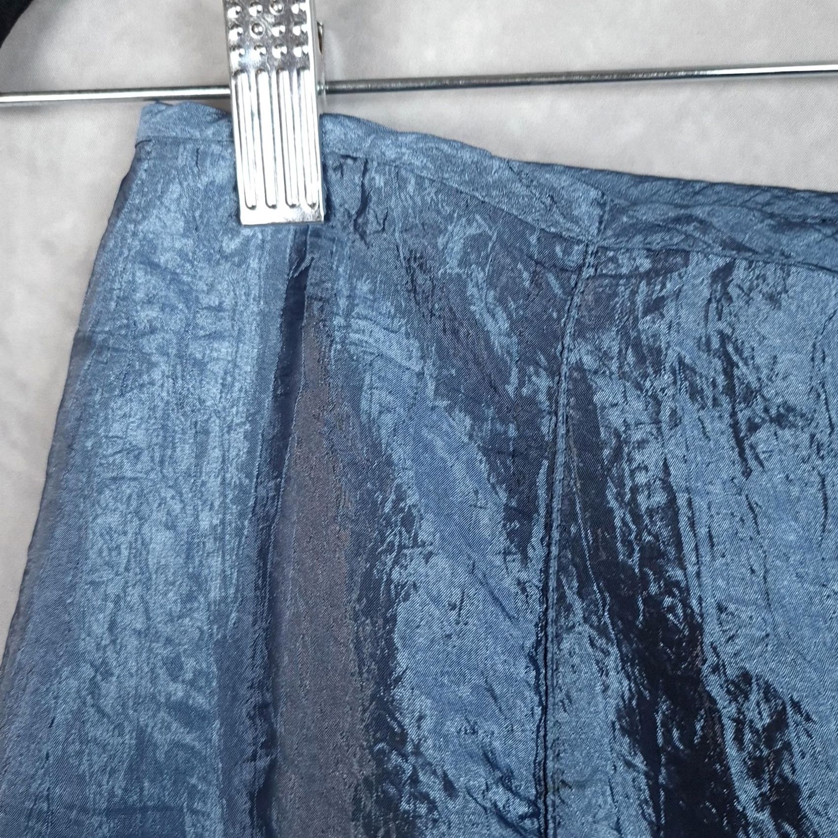 Free People VINTAGE Free People Skirt Maxi Juniors 7 Blue Satin Layered Wrap Tie Back Seamed 90s 2000s Womens Size 28" / US 6 / IT 42 - 3 Thumbnail