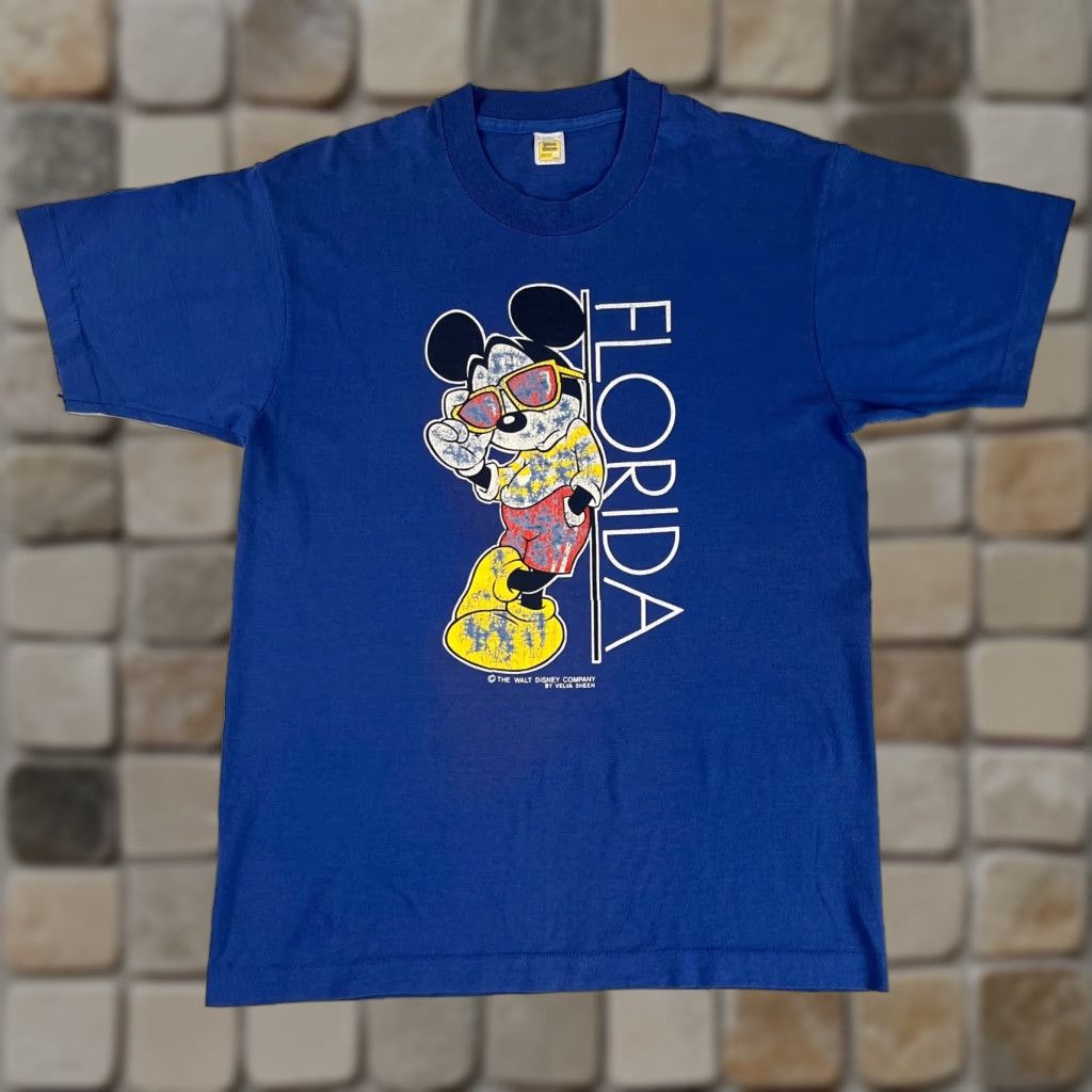 Velva Sheen VINTAGE Velva Sheen Mickey Mouse Florida Unisex Adult T-Shirt L Blue 80s Disney Man/Men’s Men Size US L / EU 52-54 / 3 - 1 Thumbnail