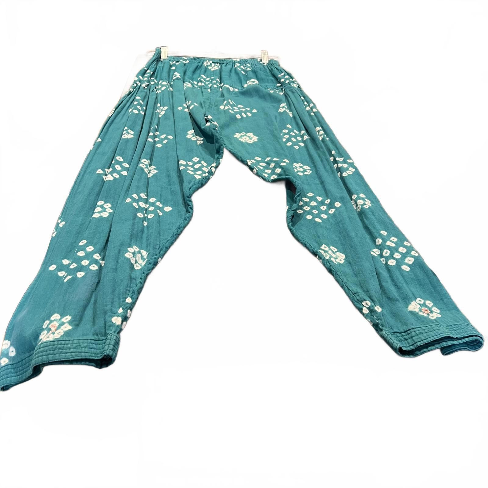 Unknown London Teal Patterned Women's Casual Pants Size 32" / US 10 / IT 46 - 2 Thumbnail