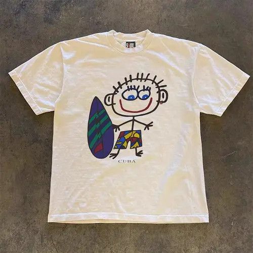 Japanese Brand × Vintage White casual retro surfboard print t-shirt Size US L / EU 52-54 / 3 - 1 Thumbnail