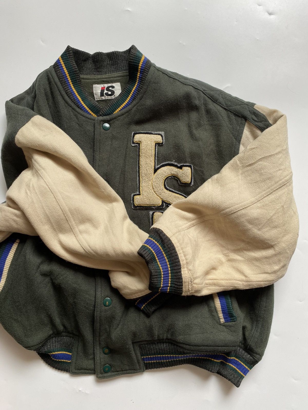 Issey Miyake × Tsumori Chisato Issey Miyake Sport Varsity Wool Flag Bomber Jacket 1984 Size US L / EU 52-54 / 3 - 3 Thumbnail