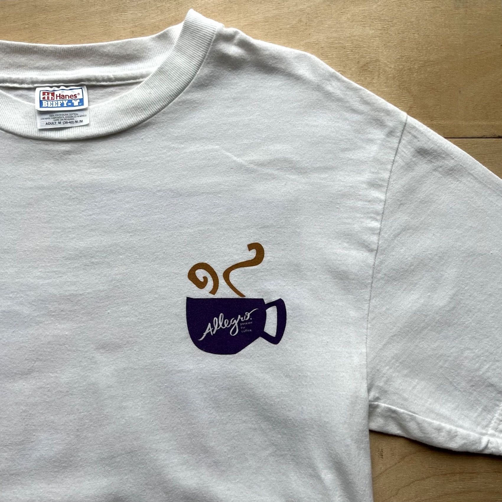 Vintage VINTAGE Allegro Passion For Coffee Shirt M White 90s USA Art Brooklyn New York Mens Shirt Size US M / EU 48-50 / 2 - 5 Thumbnail