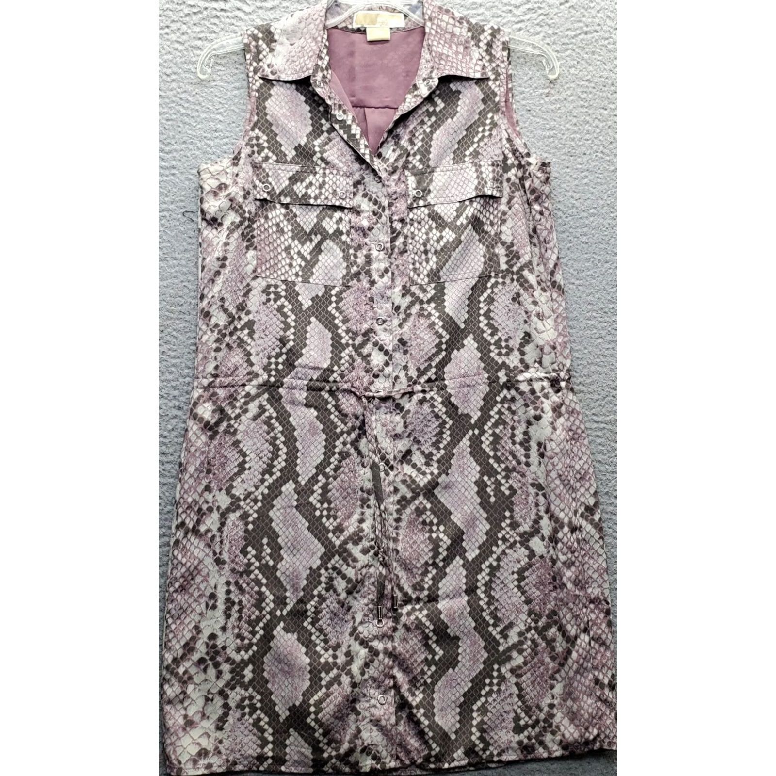 Michael Kors Michael Kors Shirt Womens PS Dress Multi Snakeskin Print Tie Waist Snap Button Size S / US 4 / IT 40 - 2 Thumbnail
