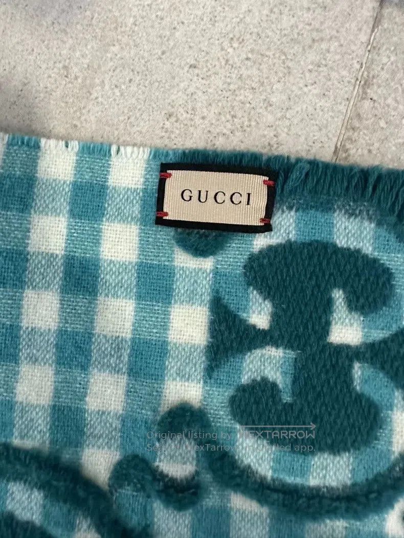Gucci Gucci Green Plaid Double G Scarf Size ONE SIZE - 2 Thumbnail