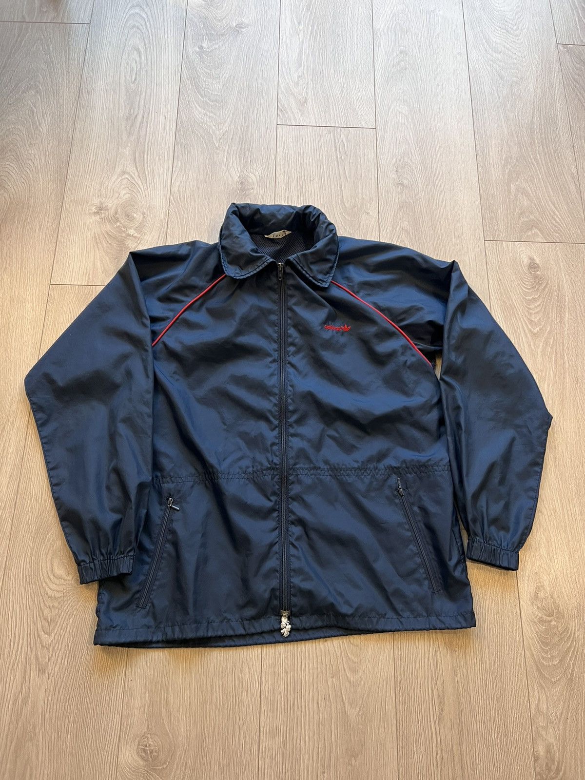 Adidas × Vintage Vintage 70s Adidas Windbreaker Zip Up Jacket Descente w Hood Size US L / EU 52-54 / 3 - 1 Thumbnail