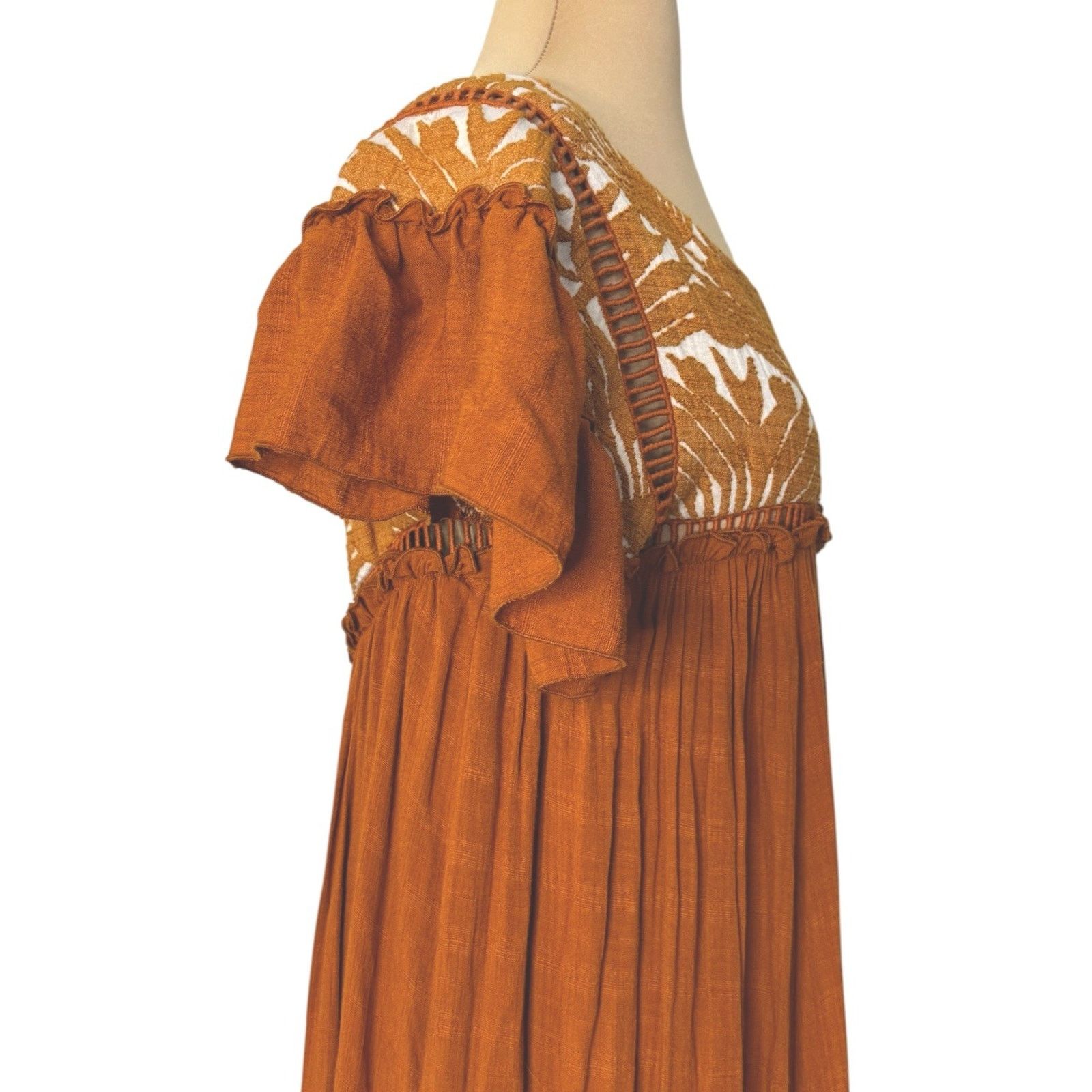 Free People FREE PEOPLE Vintage Charm Embroidered Ruffled Midi Dress XS Size XS / US 0-2 / IT 36-38 - 8 Thumbnail
