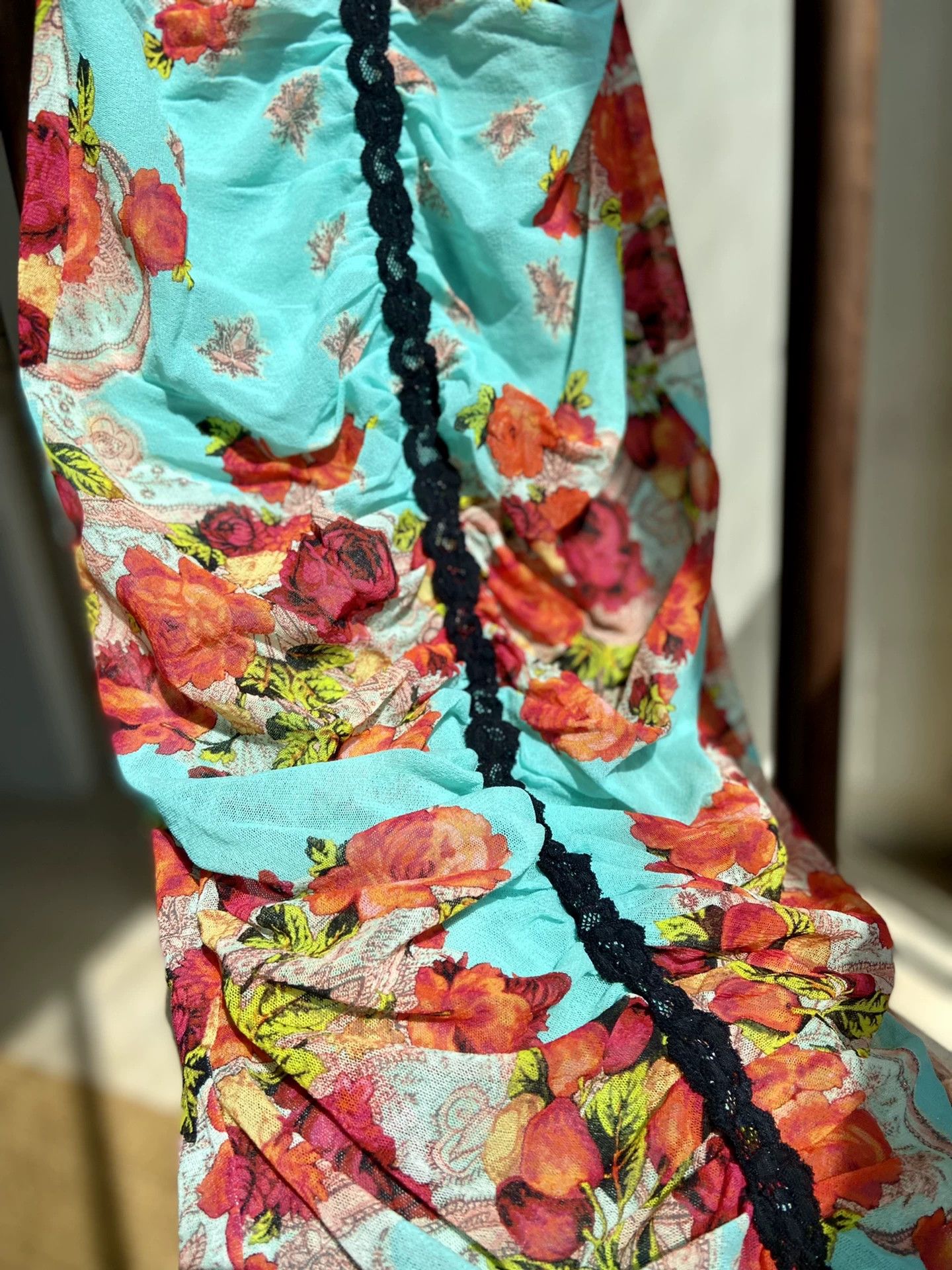 Jean Paul Gaultier JPG Women's Tiffany Blue Rose Print Tulle Dress M Size M / US 6-8 / IT 42-44 - 4 Thumbnail