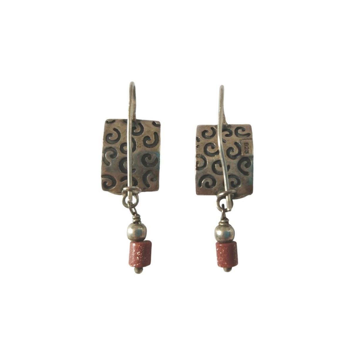 The Unbranded Brand Silpada Swirl Sandstone Dangle Earrings Sterling Silver Size ONE SIZE - 2 Thumbnail