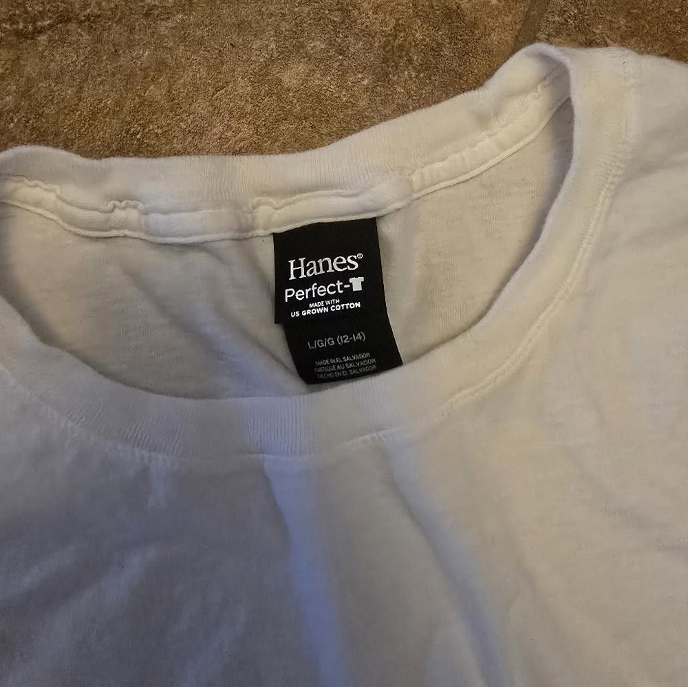 Hanes White Basic Hanes Short Sleeve Size L / US 10 / IT 46 - 3 Thumbnail
