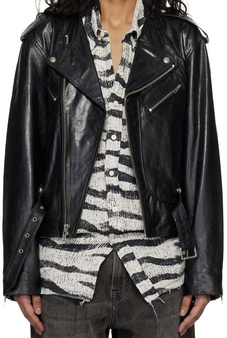 R13 R13 CREWNECK DISTRESSED LEATHER MOTO JACKET - NEW WITH TAGS Size M / US 6-8 / IT 42-44 - 13 Thumbnail