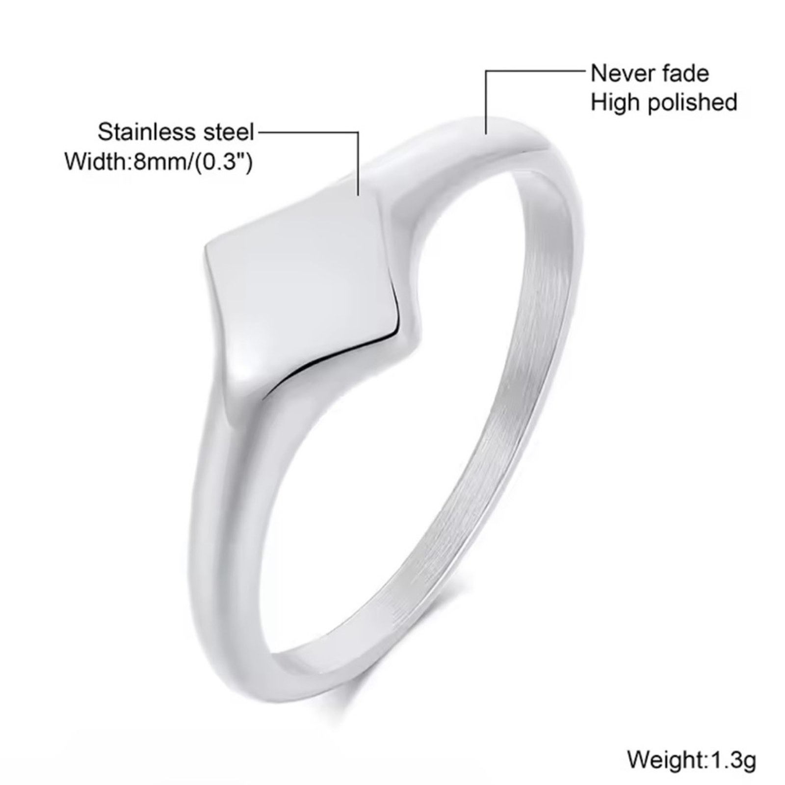 Other Signet Pinky Mens Ring Stainless Steel Ring for Men size 8 Size ONE SIZE - 3 Thumbnail