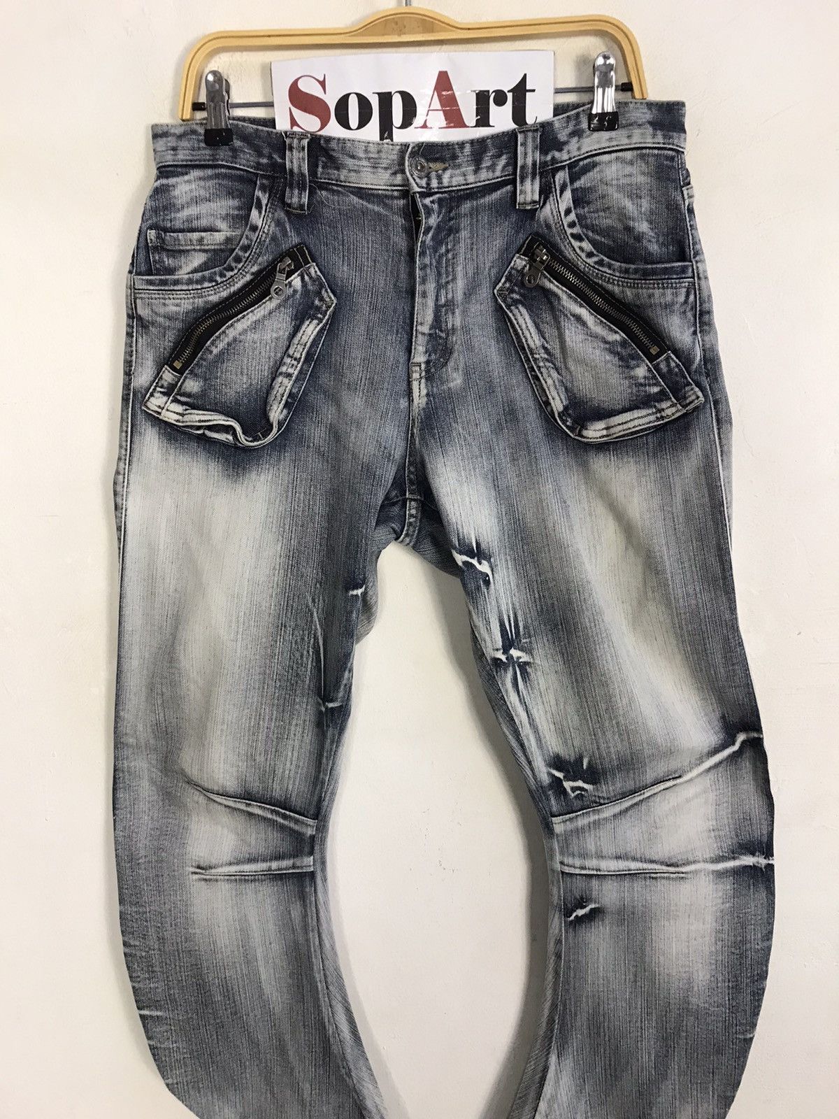 PPFM × Vintage Vintage Ppfm Twirl Punk Zipper Light Wash Jeans Size US 33 - 3 Thumbnail