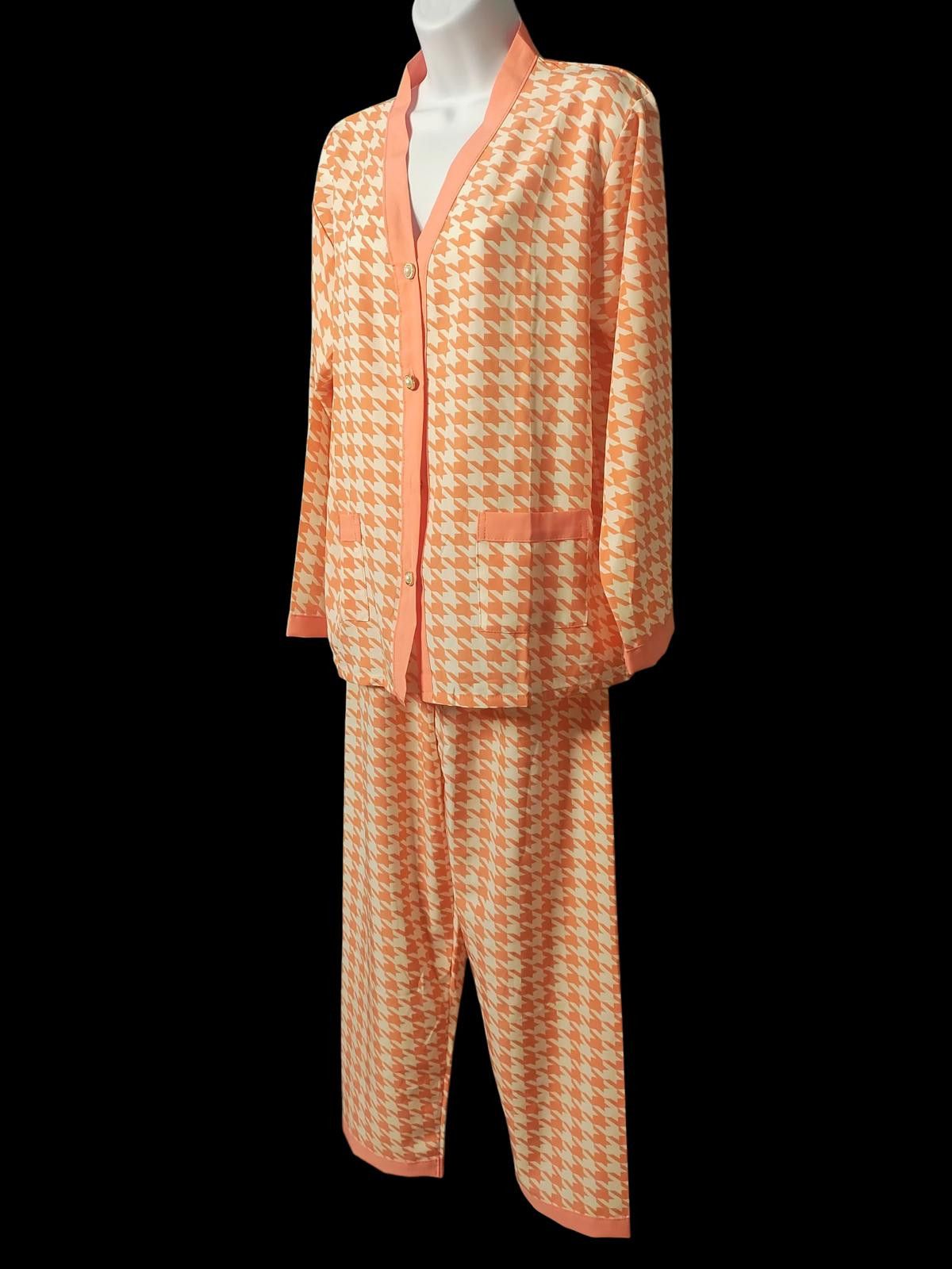Unknown London Women's Peach Houndstooth Pajama Set Size XXL Top & Size 4 P Size ONE SIZE - 5 Thumbnail