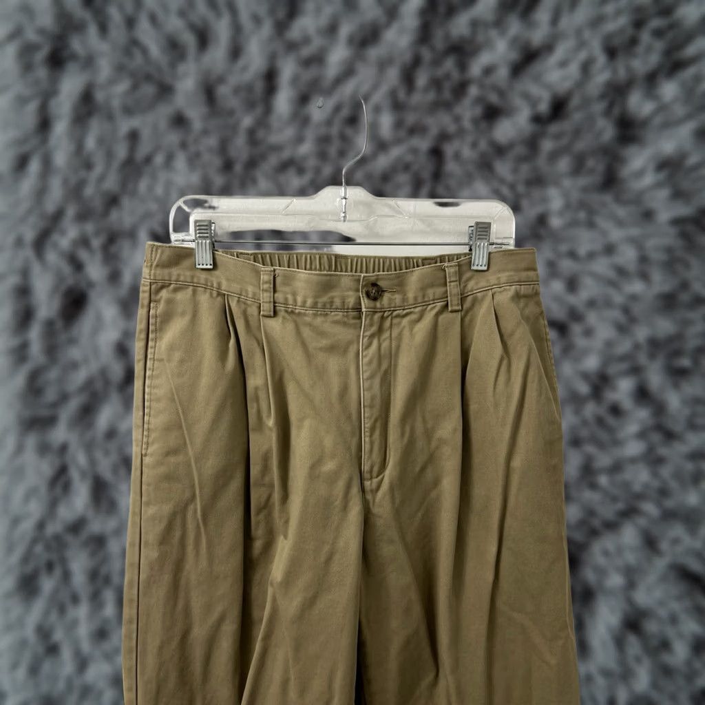 Vintage LL Bean Pants Mens 35x33 Chino Flannel Lined Comfort Waist Pleated Tan Beige 100% Cotton Vintage No Size US 35 - 1 Thumbnail