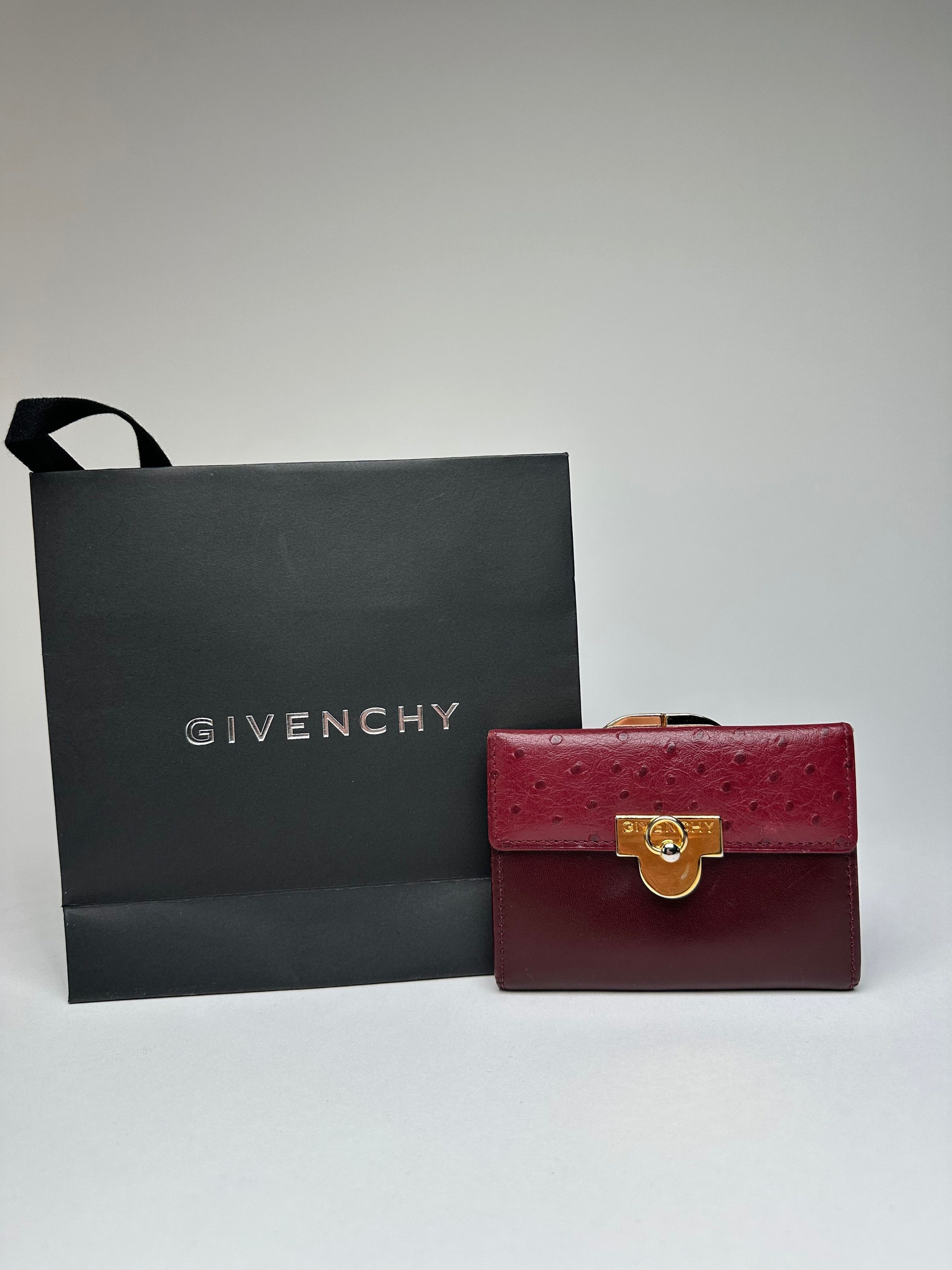 Givenchy Vintage Ostrich / Leather Card Holder Purple Size ONE SIZE - 1 Thumbnail
