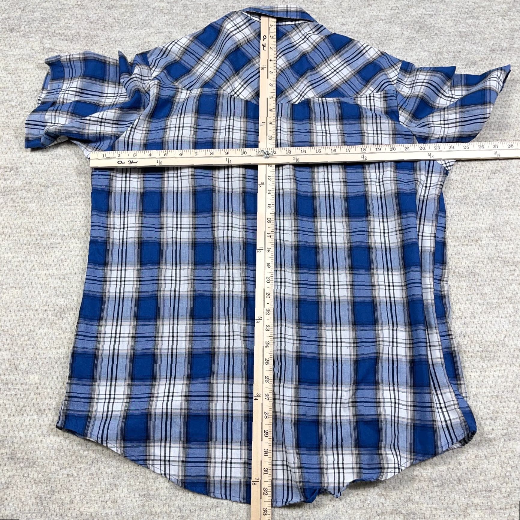 Vintage Plains Western Wear Shirt Men Large Blue Plaid Pearl Snap Button Cowboy Yoke Size US L / EU 52-54 / 3 - 6 Thumbnail