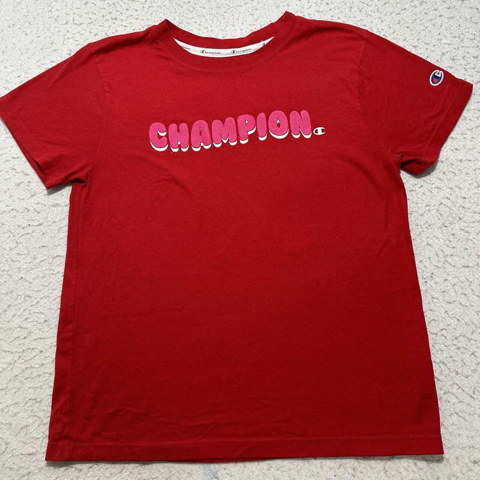 Champion Champion Women's Small Red Short Sleeve T Shirt Pink Logo Size S / US 4 / IT 40 - 1 Thumbnail