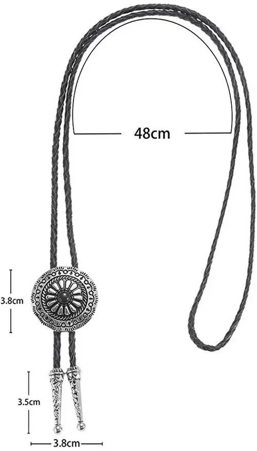 VIBE Vintage Metal Flower Leather Rope Bolo Tie Size ONE SIZE - 5 Thumbnail