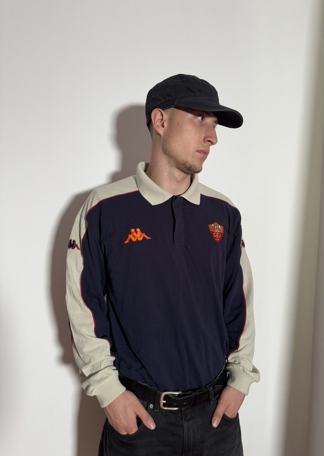 Kappa Vintage AS Roma Kappa Polo Jersey Blokecore Y2K Longsleeve Size US XL / EU 56 / 4 - 1 Thumbnail