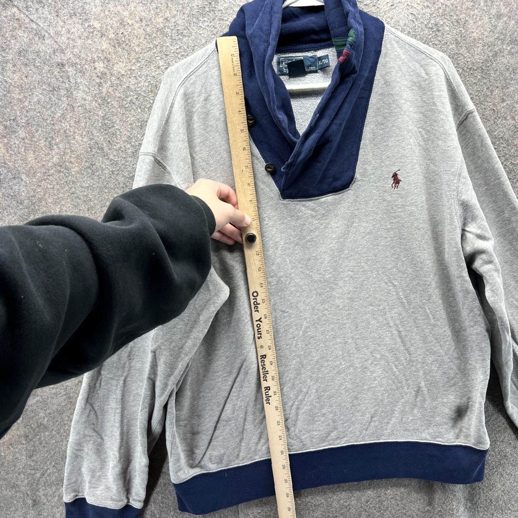 Polo Ralph Lauren VINTAGE Polo Ralph Lauren Sweatshirt Mens XL Gray Shawl Collar Button Pullover Size US XL / EU 56 / 4 - 6 Thumbnail
