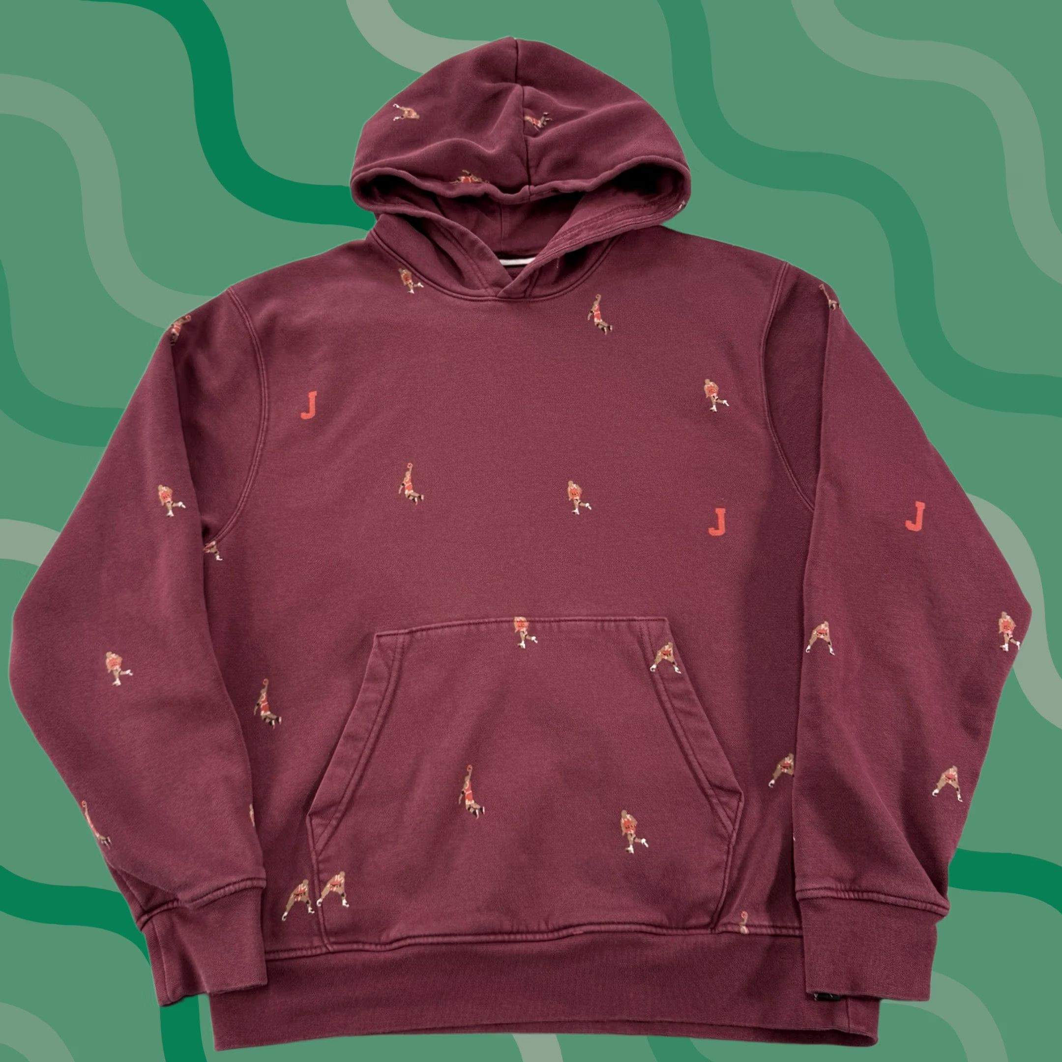 Jordan Brand Nike Jordan Hoodie Mens S Red Pullover All Over Print AOP Lightweight Fleece Sweatshirt Sports Style 90s Era (Jordan Essentials) Size US S / EU 44-46 / 1 - 1 Thumbnail