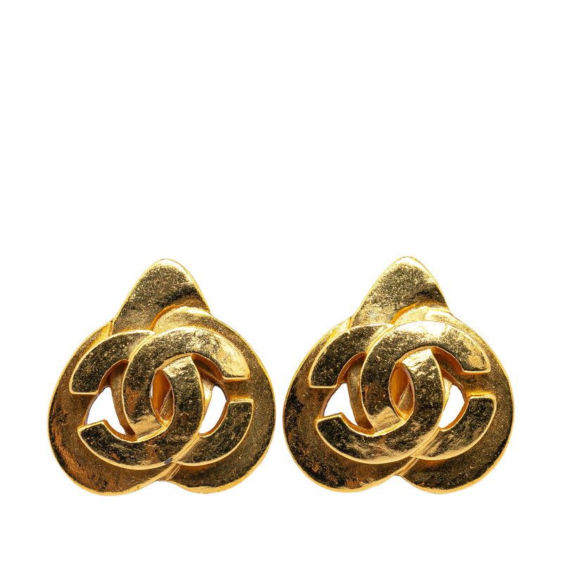 Chanel Chanel Chanel Vintage Coco Mark Heart Motif Clip-On Earrings Gold Metal Earrings in Great Condition Size ONE SIZE - 1 Thumbnail