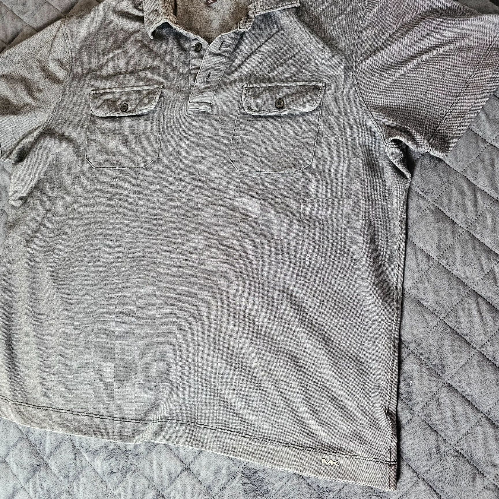Michael Kors MICHAEL KORS Casual Polo Shirt Men L Gray Black Cotton Blend Slim Short Sleeve Collared Band Designer All Seasons Easy Care Lightweight Size US L / EU 52-54 / 3 - 4 Thumbnail