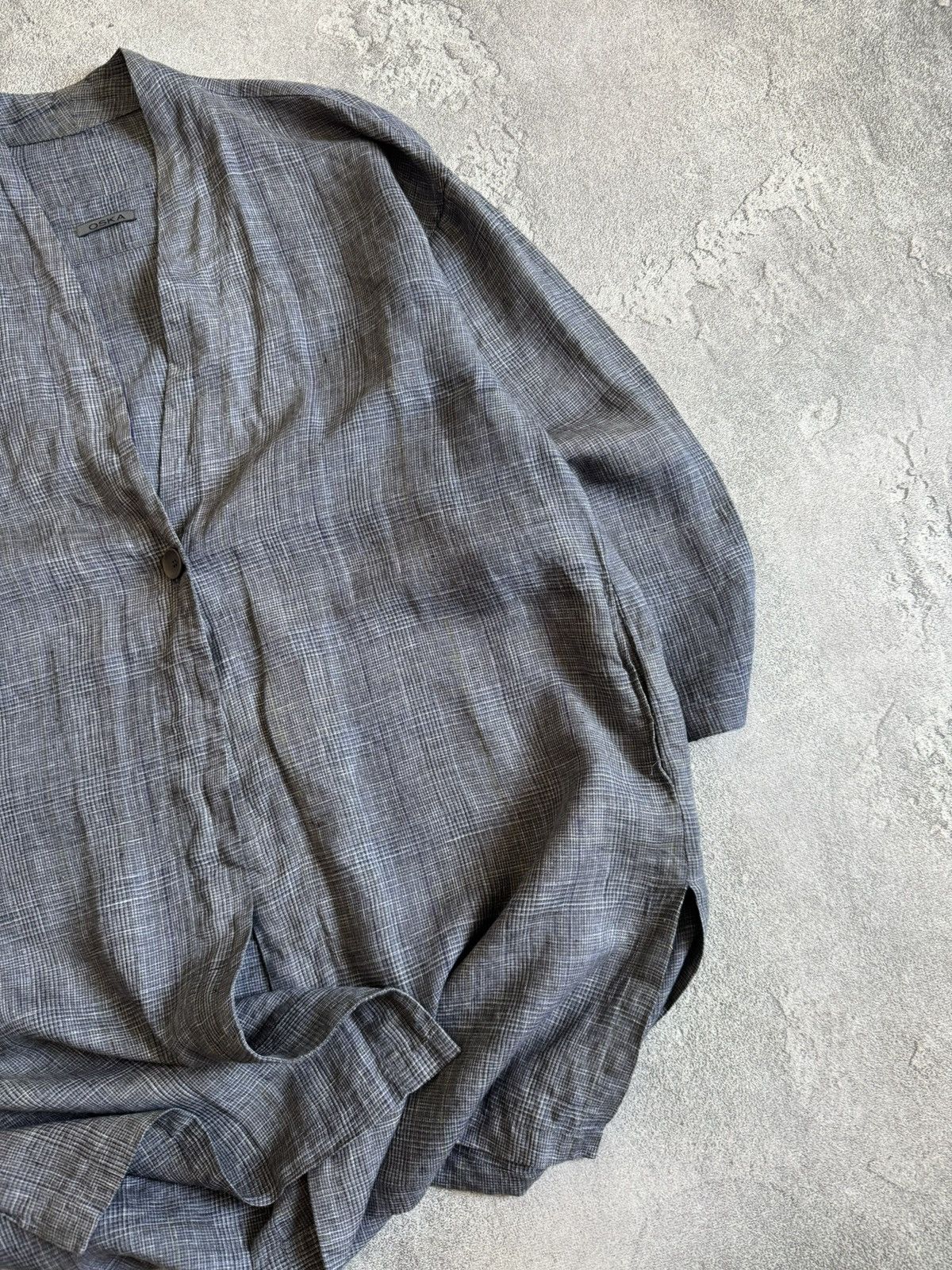 OSKA Oska 2size lino button up cape poncho dress shirt linen Size M / US 6-8 / IT 42-44 - 4 Thumbnail
