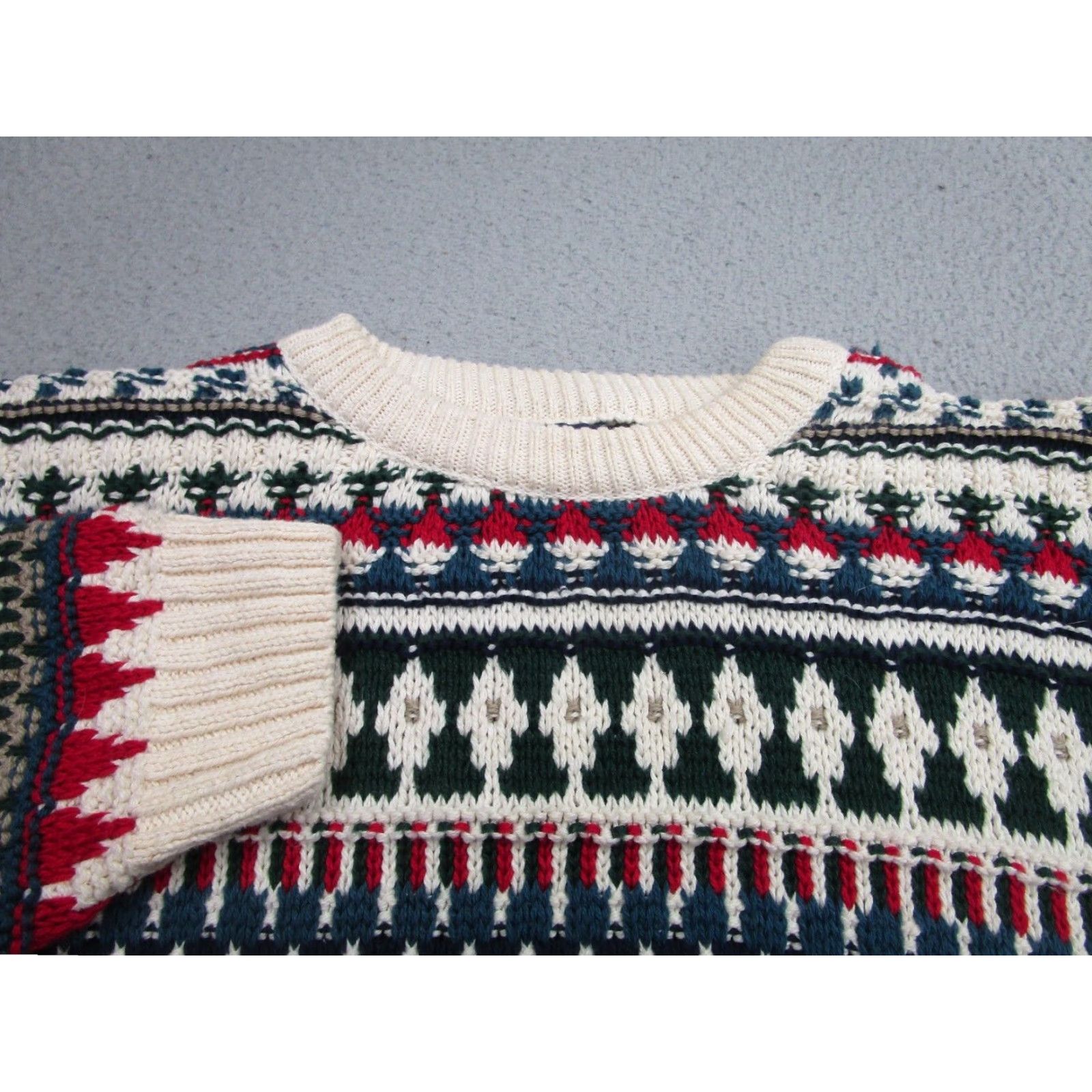 Vintage VINTAGE Old Glory Sweater Mens XL Striped Geometric 90s Grandpa y2k Cosby Fisherman Crew Neck Knits Pullover Knit Cotton Blue Regular Mens Size US XL / EU 56 / 4 - 5 Thumbnail