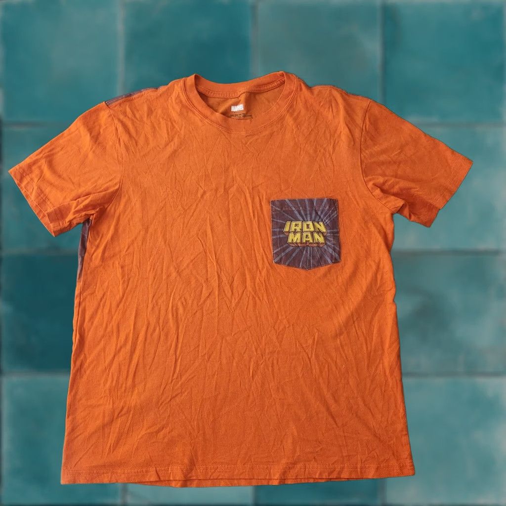Vintage Marvel Iron Man T Shirt Mens Medium Orange Graphic Pocket Back Print Size US M / EU 48-50 / 2 - 1 Thumbnail