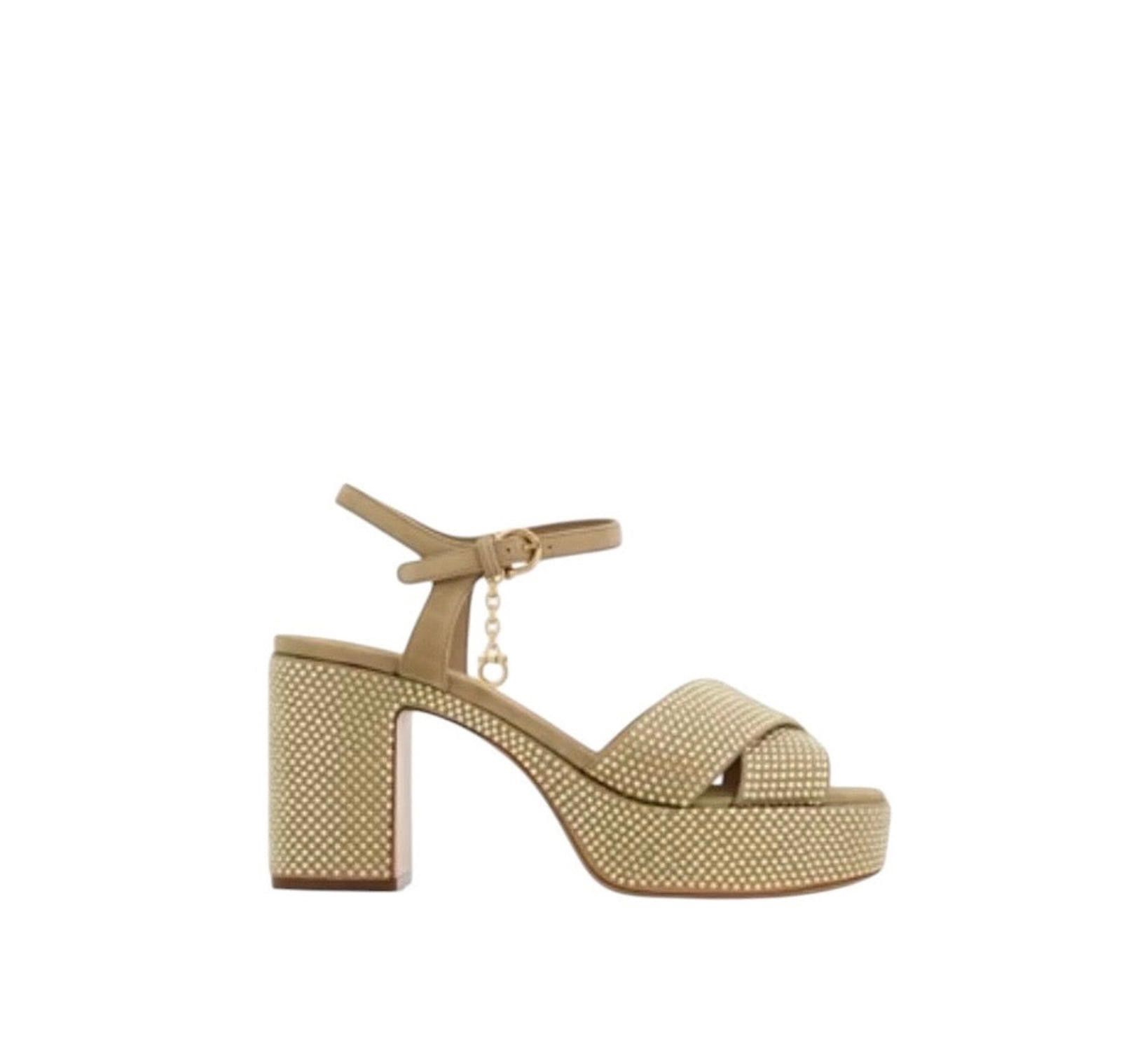 Salvatore Ferragamo Ferragamo Crystal Platform Sandal Size US 7.5 / IT 37.5 - 1 Thumbnail