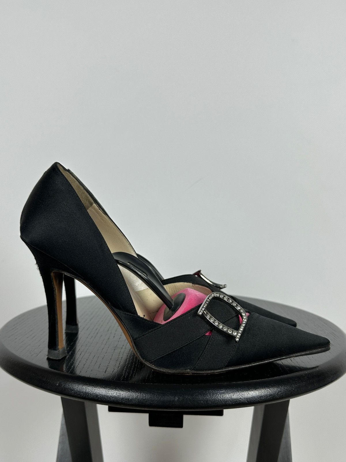 Dior Vintage Dior John Galliano Era Satin Crystal D Logo Heels Size US 8 / IT 38 - 6 Thumbnail