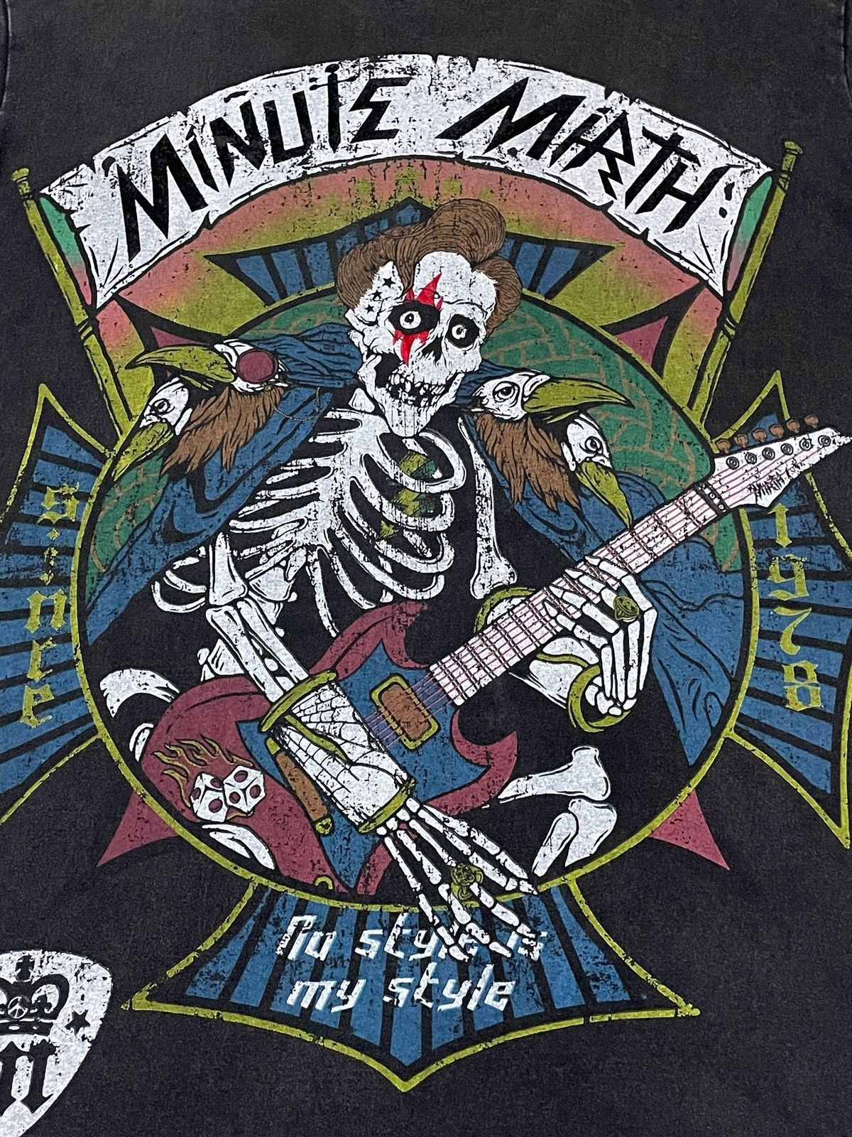 Hysteric Glamour × Japanese Brand Minute Mirth Rockin Skeletons Vintage Black Wash Tshirt Size US L / EU 52-54 / 3 - 6 Thumbnail