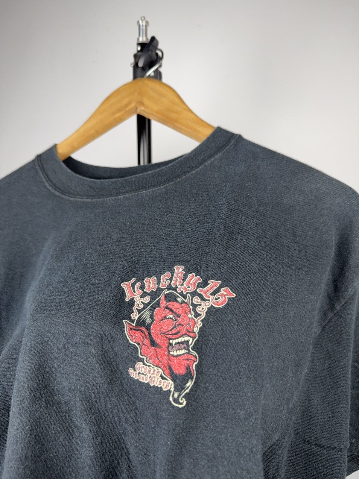 90s Retro Lucky 13 Devil Graphic T-Shirt Hot Rod Biker USA