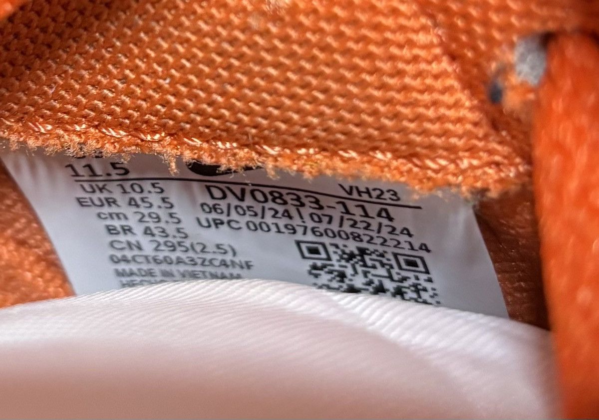 Nike Nike Dunk Low White/Orange 2024 Size 11.5 Size US 11.5 / EU 44-45 - 7 Thumbnail