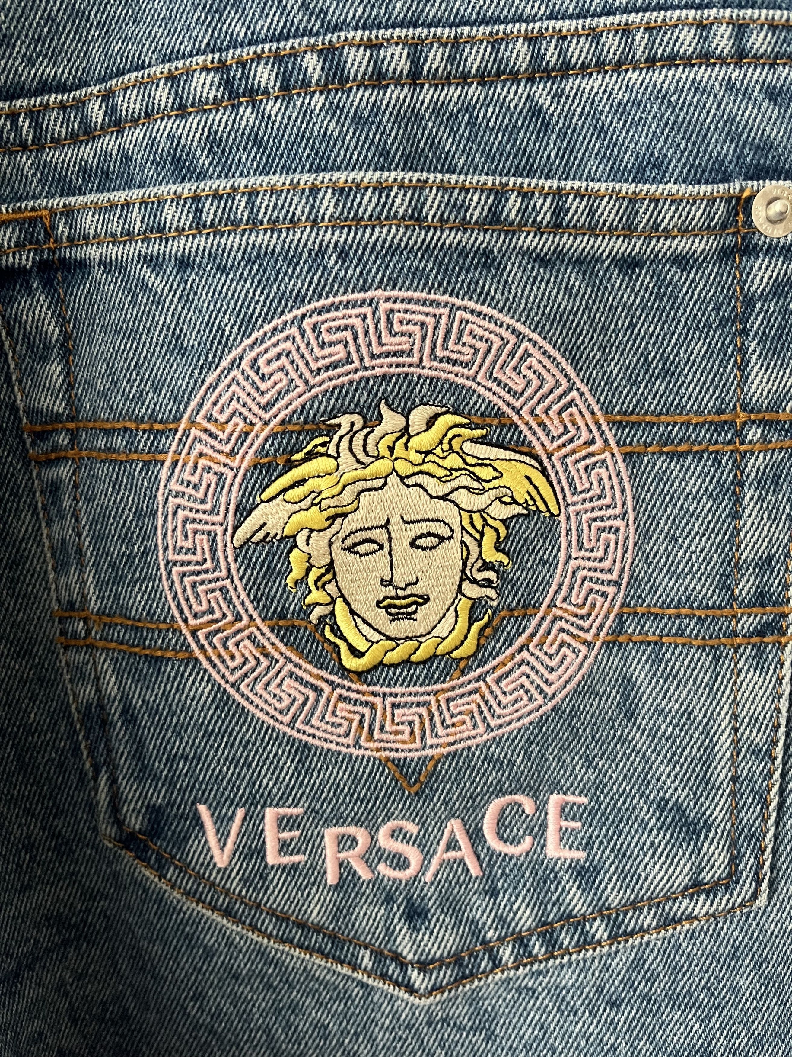 Versace RARE - Versace Medusa Logo Embroidered Denim Jeans Size US 33 - 3 Thumbnail