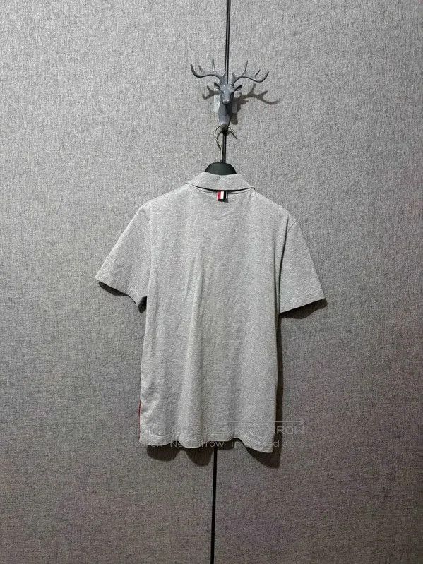 Thom Browne Thom Browne Gray Striped Embroidered Polo Shirt . Size US S / EU 44-46 / 1 - 2 Thumbnail