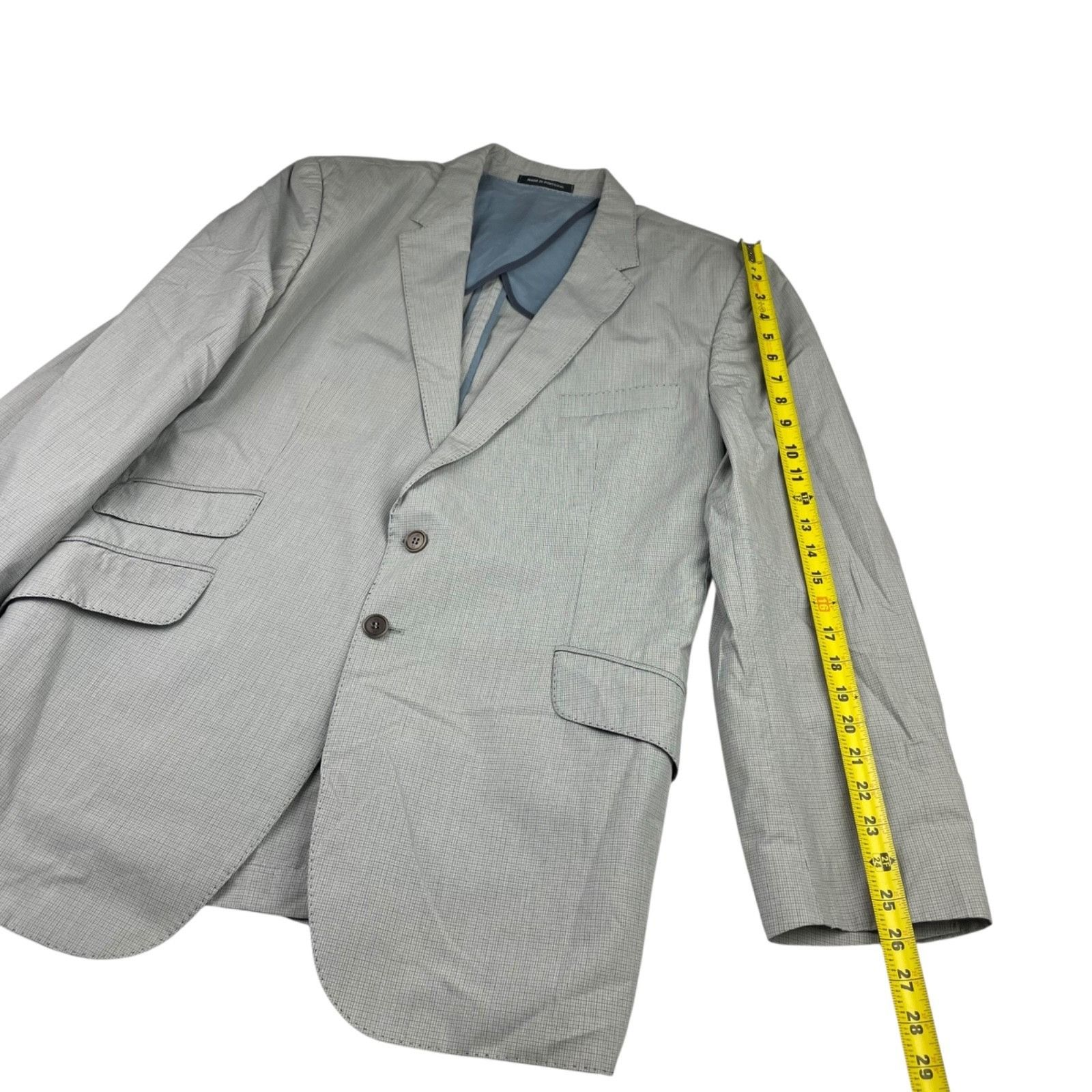 Paul Smith Paul Smith Men’s 100% Cotton 2-Button Blazer Gray/Navy Plaid Size 46R - 12 Thumbnail