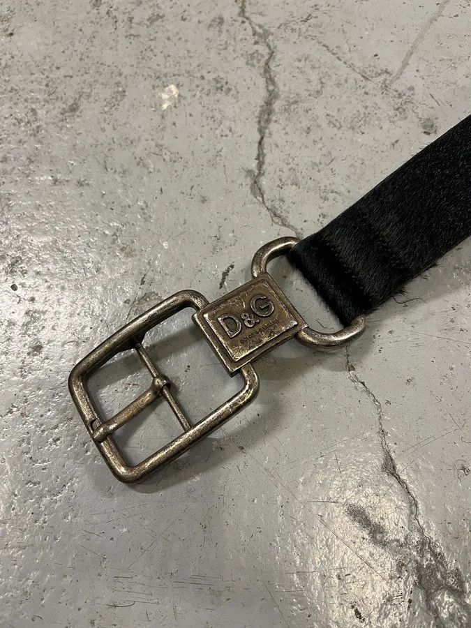 Dolce & Gabbana 2000s Dolce & Gabbana Pony Hair Black Leather Belt Size ONE SIZE - 6 Thumbnail
