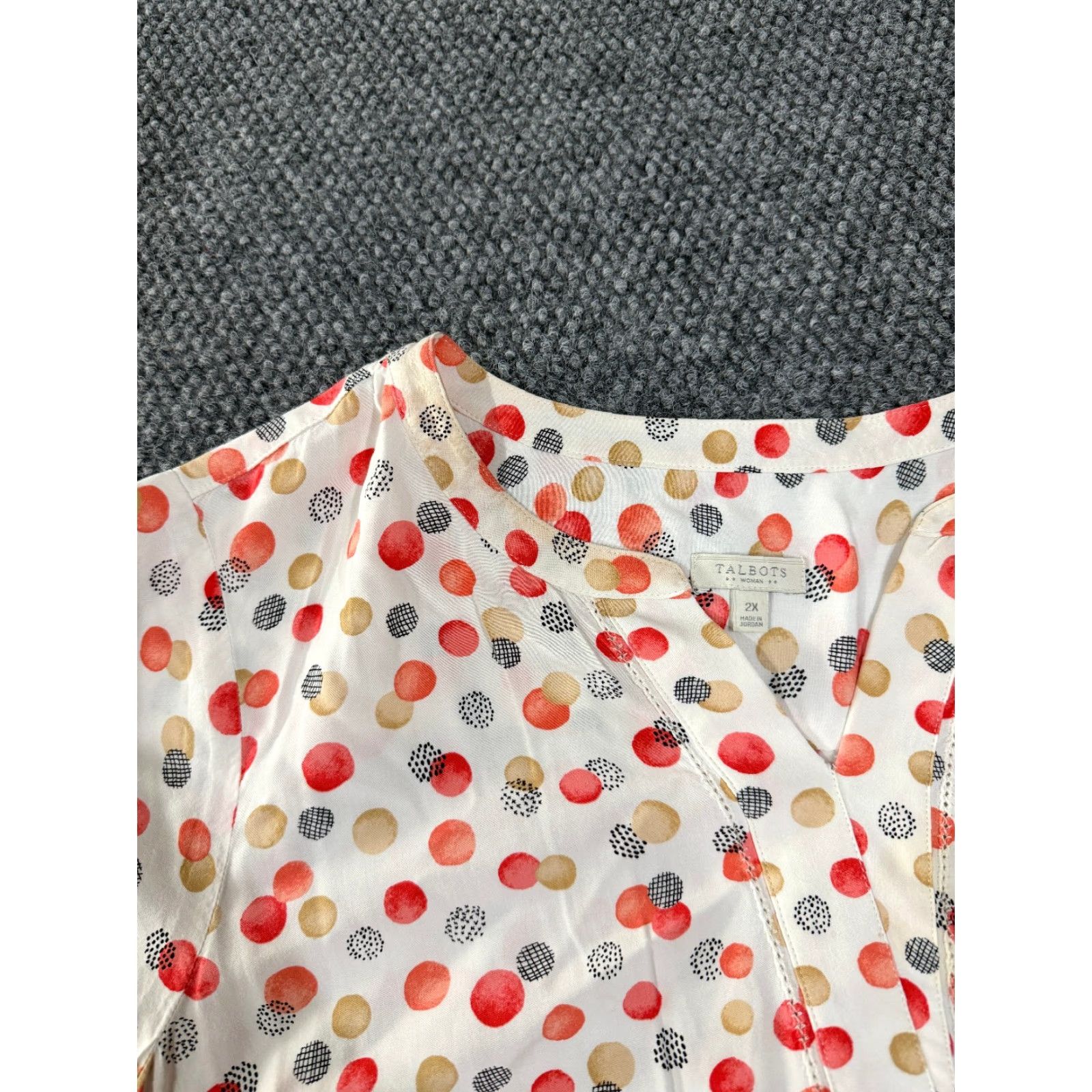 Talbots Talbots Blouse Womens 2X Red Polka Dot Lightweight Casual Top Long Sleeve Rayon Machine Washable Vintage No Size XXL / US 16-18 / IT 52-54 - 4 Thumbnail