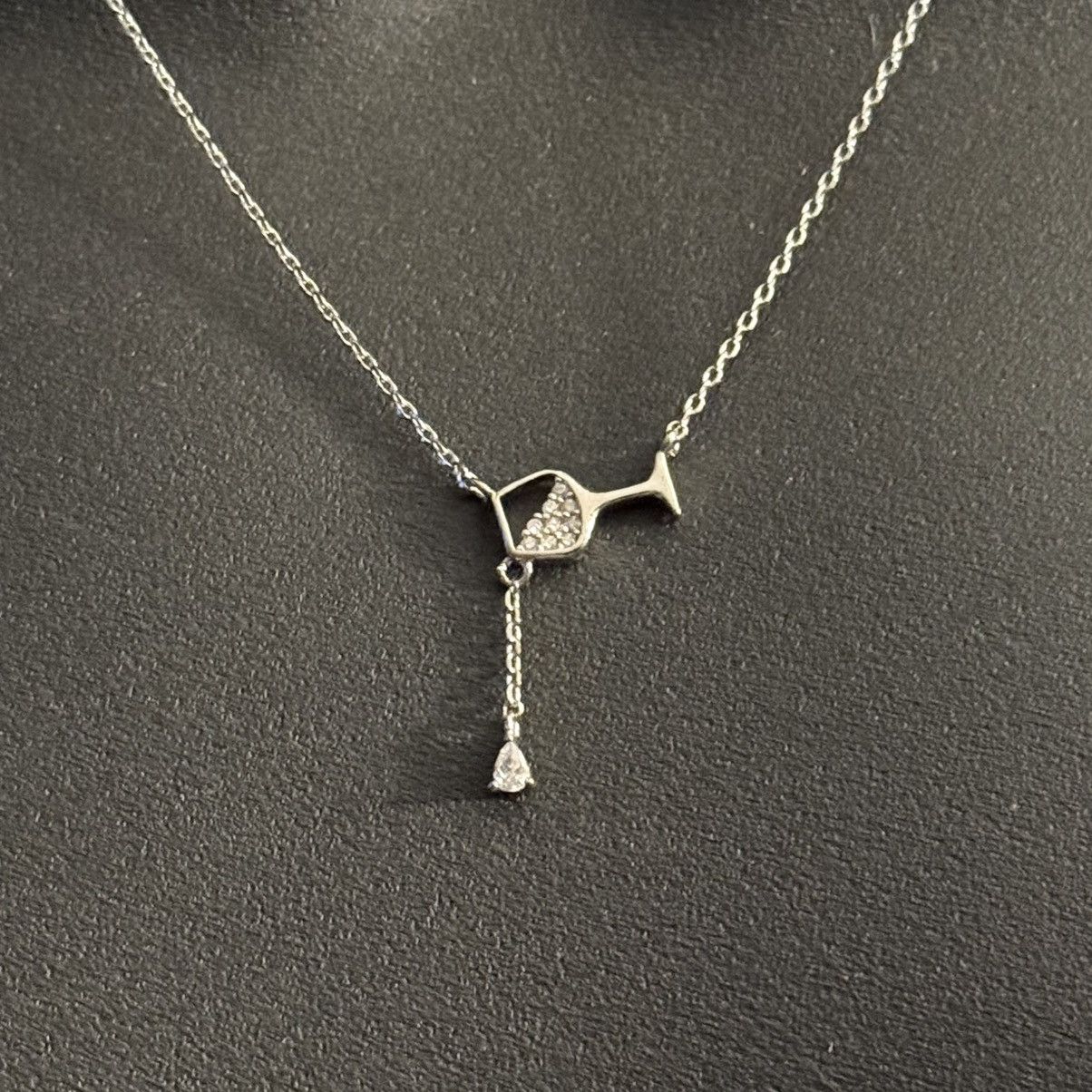 Other Secret Box sterling silver dipped CZ spilling wine necklace Size ONE SIZE - 3 Thumbnail