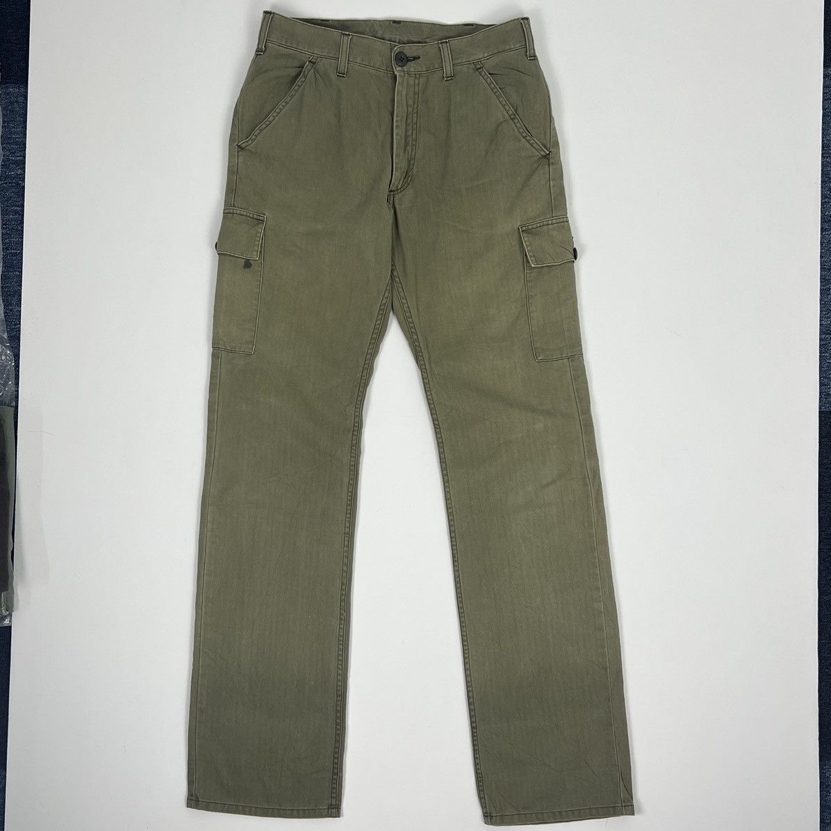 image of Vintage Schott Cargo Pants Hbt Trouser Faded Green, Men's (Size 30)