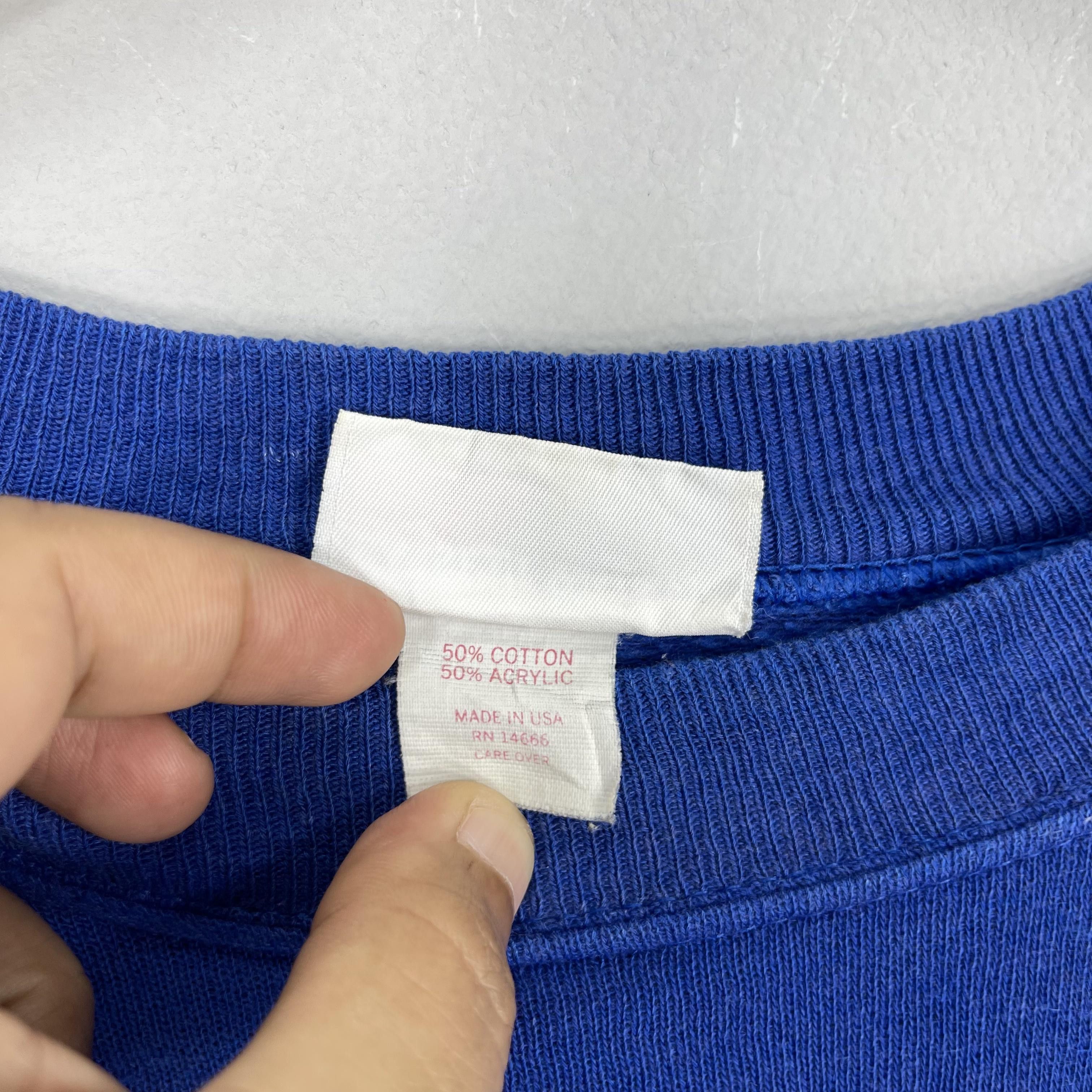 Vintage Vintage 1990s Plain Blue Sweatshirt Made In Usa Size US XXL / EU 58 / 5 - 6 Thumbnail