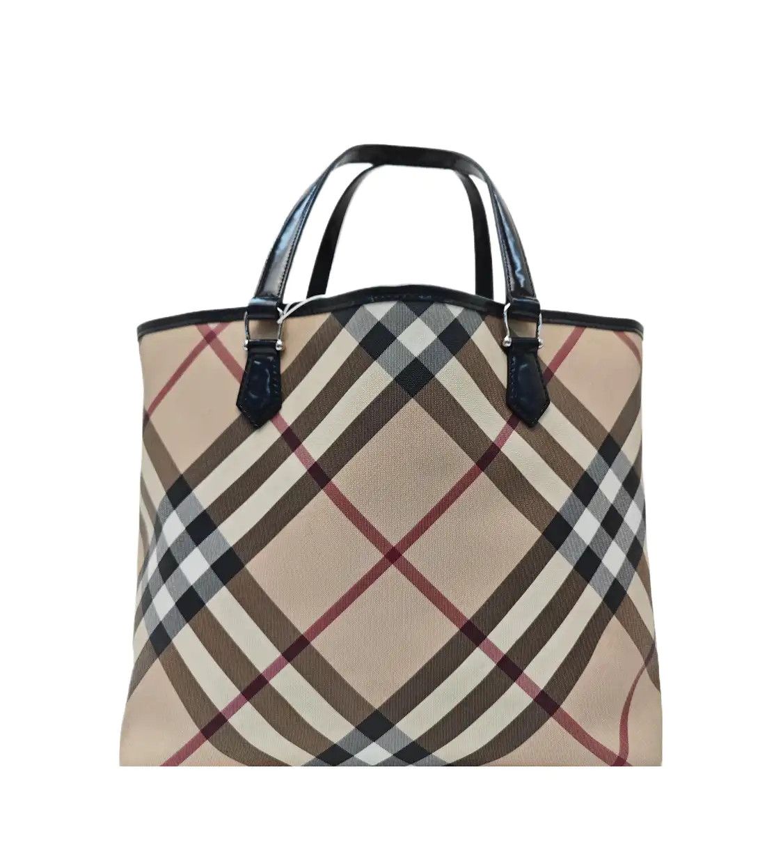 Burberry BURBERRY tote bag beige coated canvas handbag shoulder bag black hardware sub-po Size ONE SIZE - 1 Thumbnail