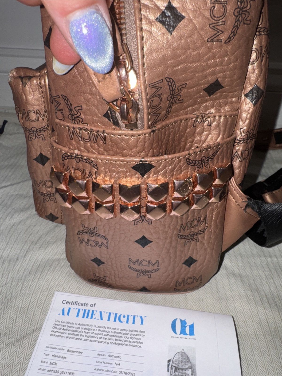 MCM MCM Viestos Small Limited Edition Metallic Bronze Backpack Size ONE SIZE - 4 Thumbnail