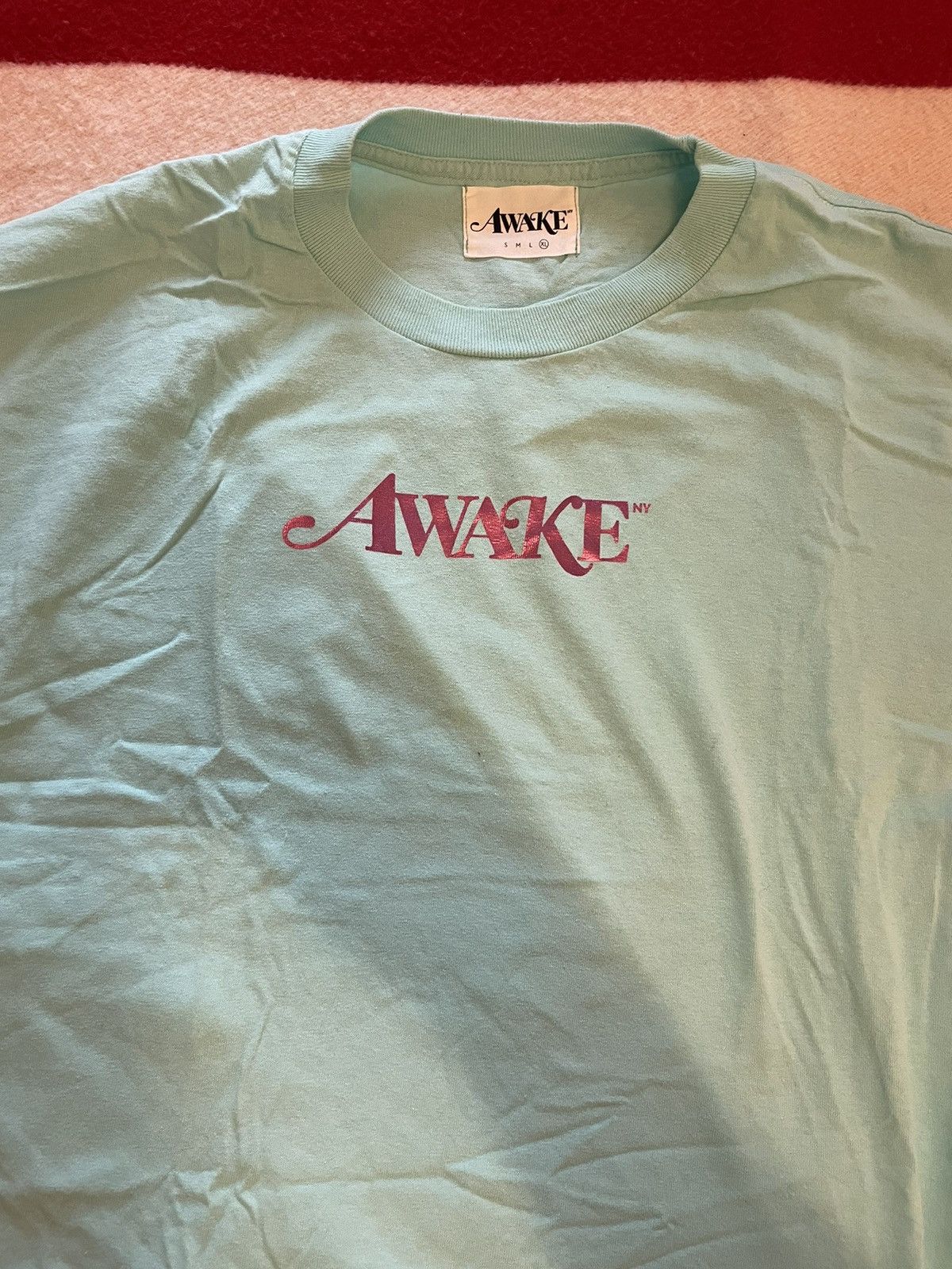 image of Awake Foil Classic Logo T Shirt Mint/teal Xl, Men's