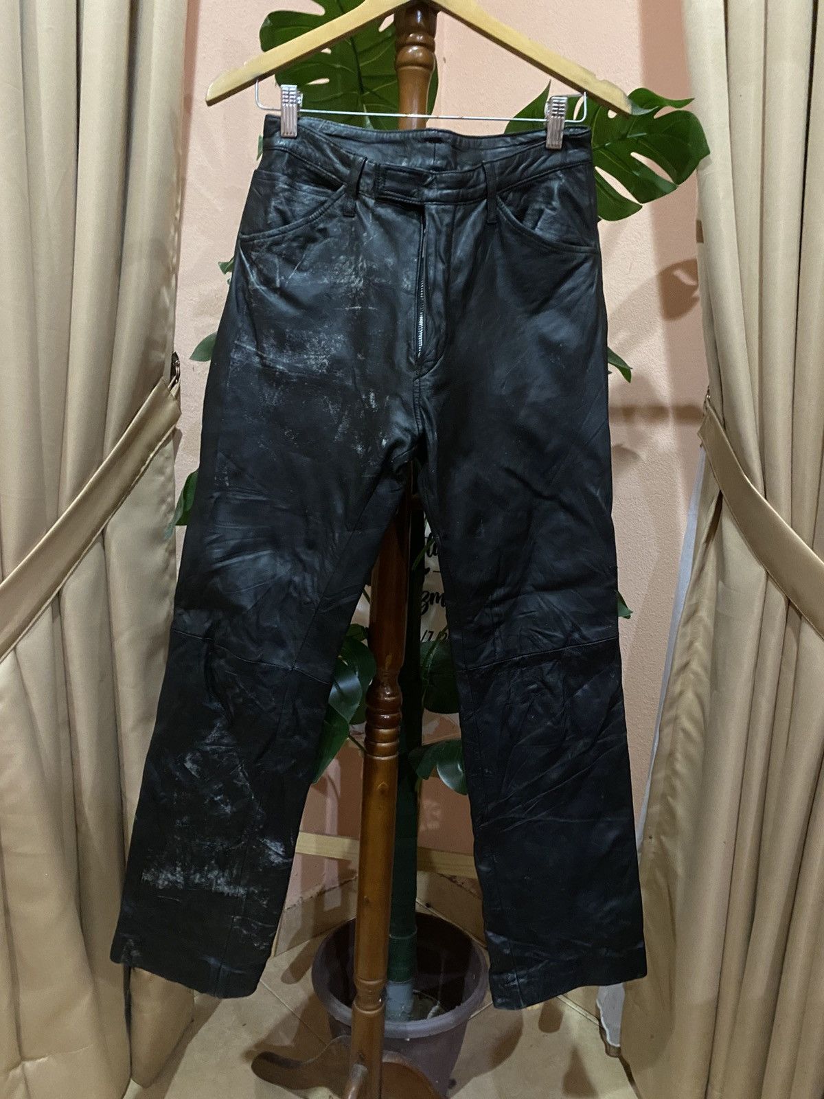 ABAHOUSE ABAHOUSE Black Lamb Leather Pants Japanese Designer Trousers Size US 27 - 1 Thumbnail