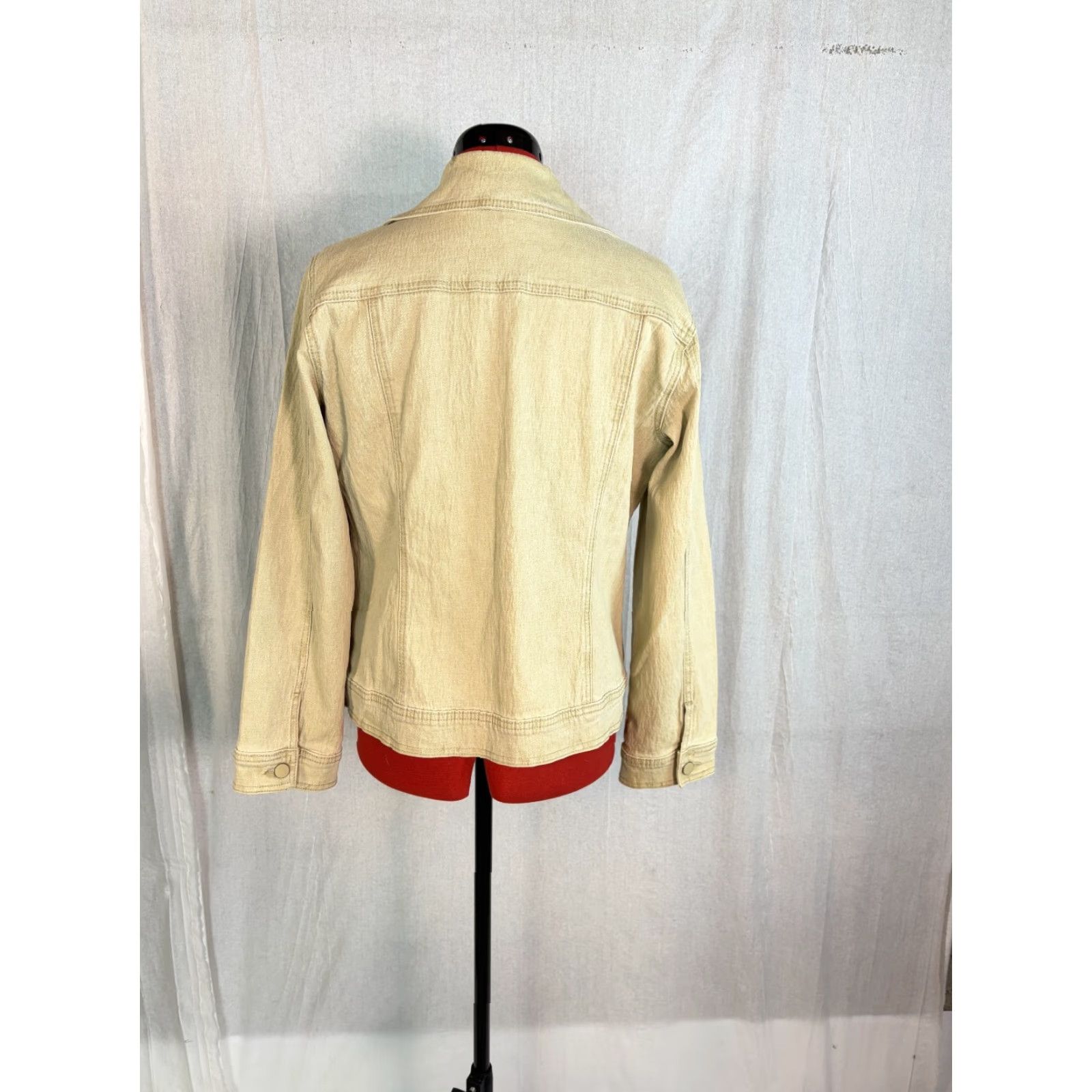 Denime DG2 Womens Jacket Beige Denim Zip Up Short Stretch Medium Size 32" / US 10 / IT 46 - 3 Thumbnail