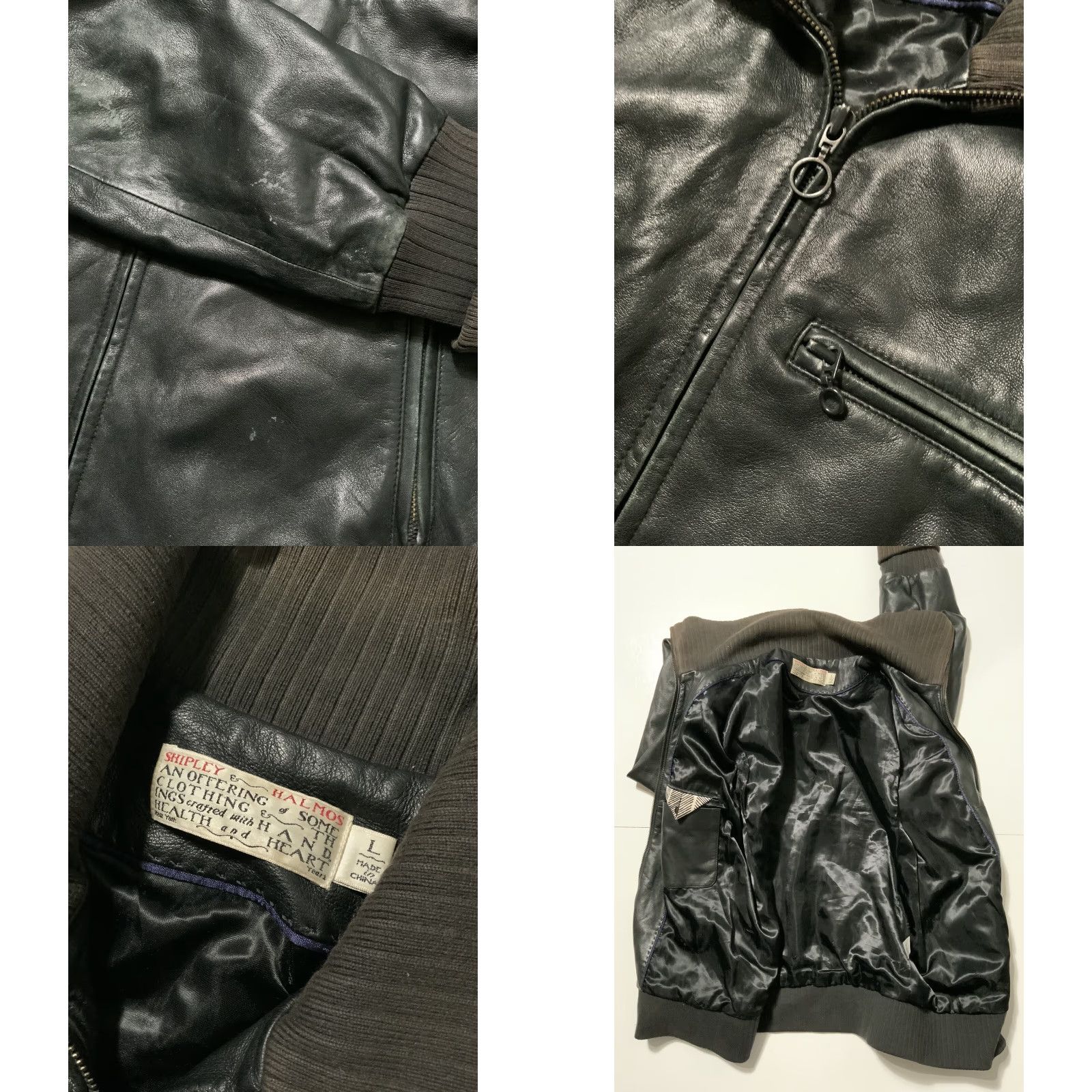 Vintage VINTAGE Shipley & Halmos Leather Full Zip Motorcycle Jacket LG Black Men Track Runway Show Modern Size US L / EU 52-54 / 3 - 8 Thumbnail